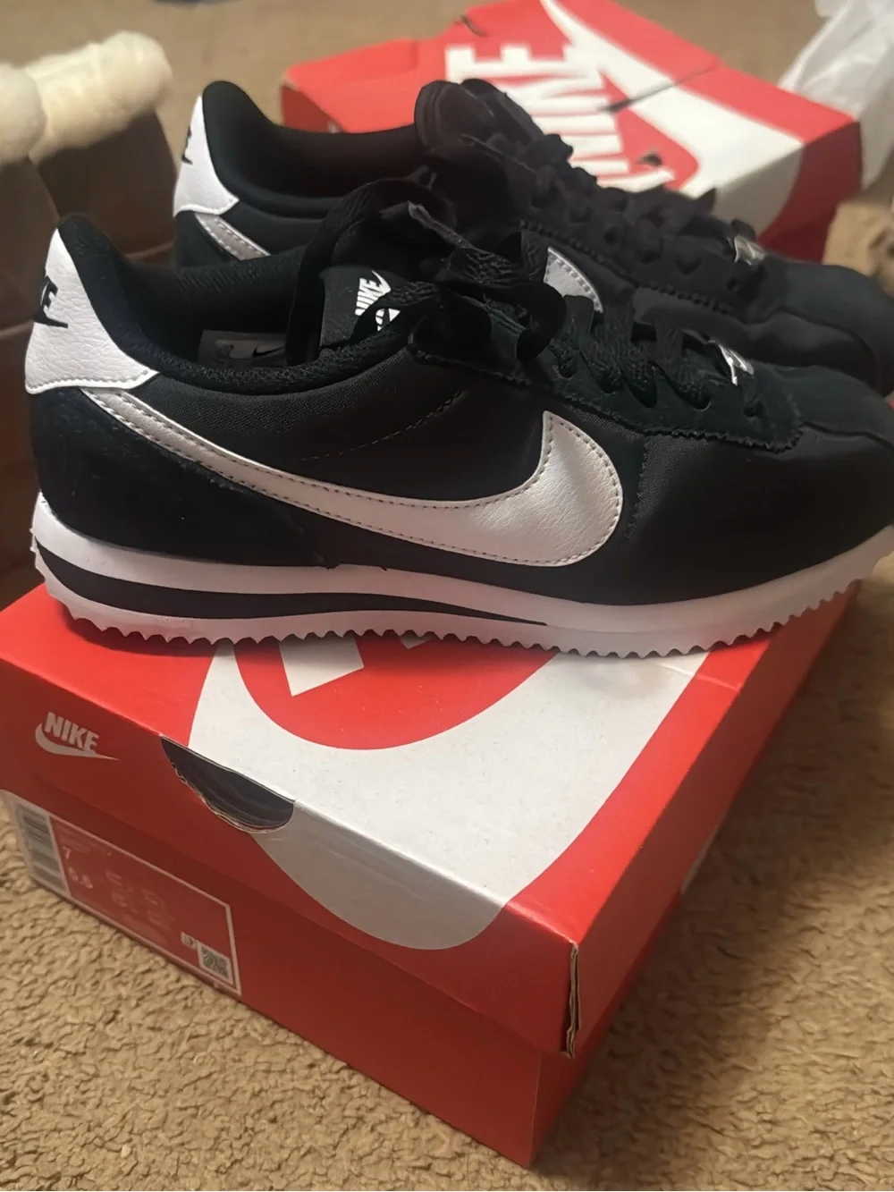 Nike Black and White Womans Cortez-style Sneakers